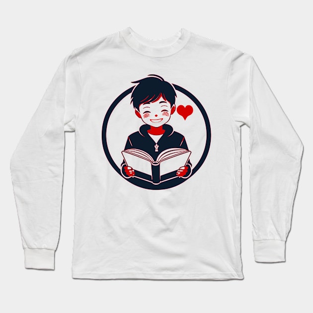 Boy who Loves to Read Red Long Sleeve T-Shirt by CGI Studios